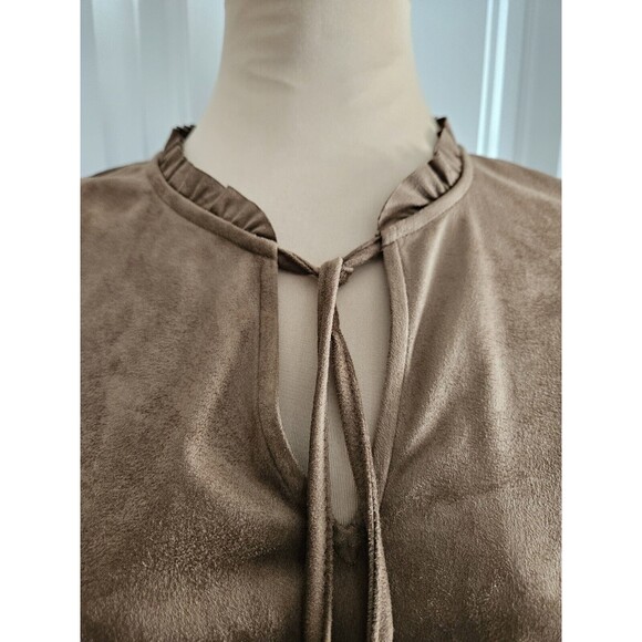 Tommy Hilfiger Faux Suede Boho Dress Elastic Waist Size 8 NWT Bronze Color - Picture 5 of 11